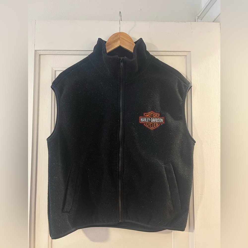 Harley-Davidson Black Fleece Vest with Orange Logo